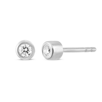 Nuran 14 kt hvidguld ørestikker, fra Tube serien med 2 x 0,04 ct Diamanter Wesselton SI