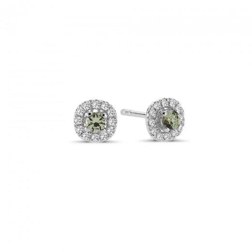 Nuran 14 kt hvidguld ørestikker, fra Sofia serien med 2 x 0,08 ct Grøn Safir & 24 x 0,005 ct diamanter Wesselton SI