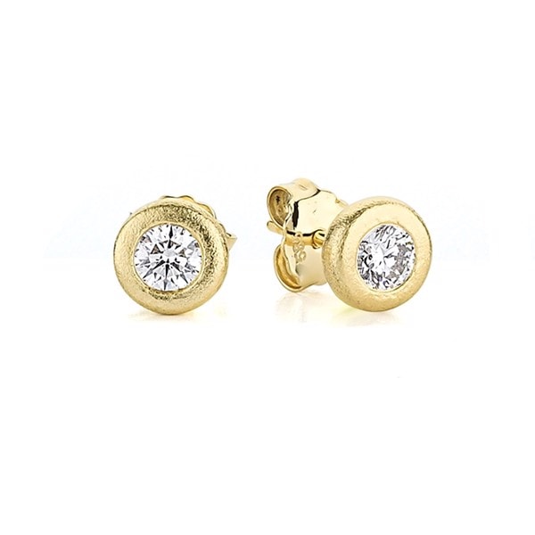 14 kt rødguld DOT ørestikker med 2 stk 0,10 ct. diamant Wesselton SI