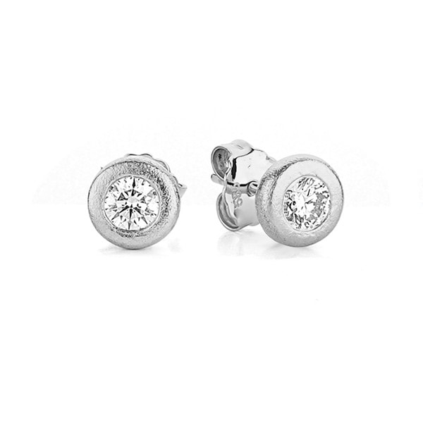 14 kt hvidguld DOT ørestikker med 2 stk 0,10 ct. diamant Wesselton SI