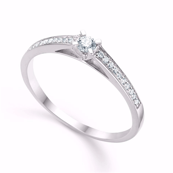 Solitare ring 14 kt. hvidguld med brillant fra Guld & Sølv Design