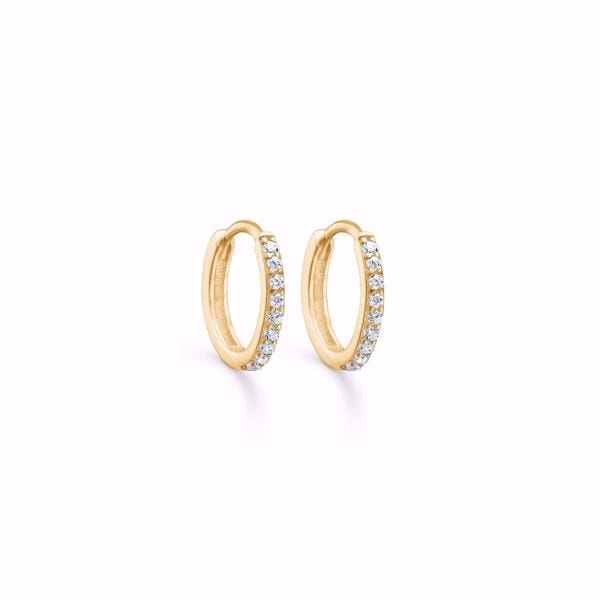 8 karat guld Ørecreoler med zirkonia, Ø 13 mm/bredde 1,5 mm