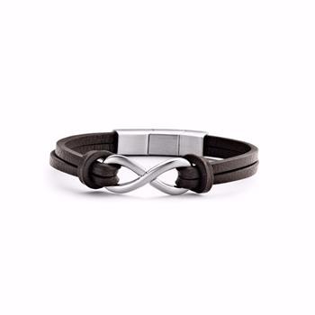 Frank brun læder armbånd infinity