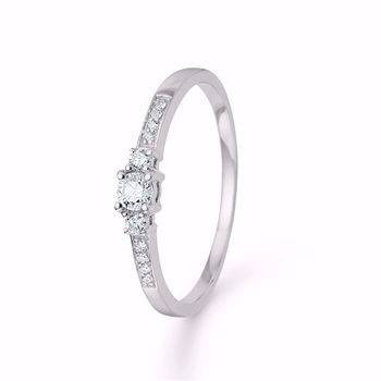 Solitaire ring 14 kt. hvidguld og brillanter fra Guld & Sølv Design