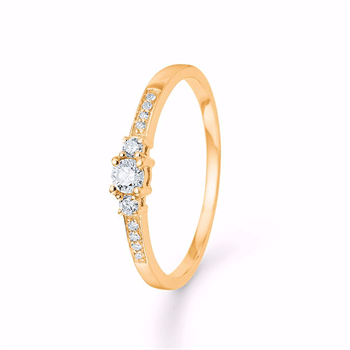 Solitaire ring 14 kt. guld og brillanter fra Guld & Sølv Design