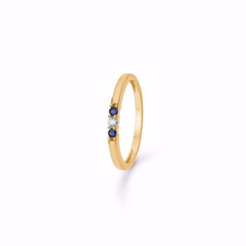 8 kt. alliance guldring med zirkonia og safir