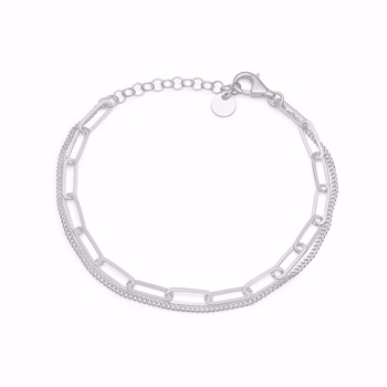 Dobbelt armbånd med panser og ankerkæde i sterling sølv fra Guld & Sølv Design