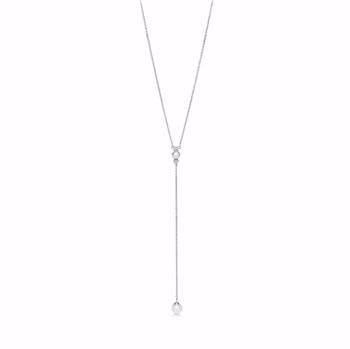 Seville sølv halskæde med cubic zirkonia og perle