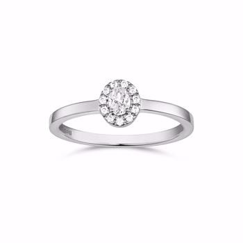 Sølv rhodineret ring med zirkonia