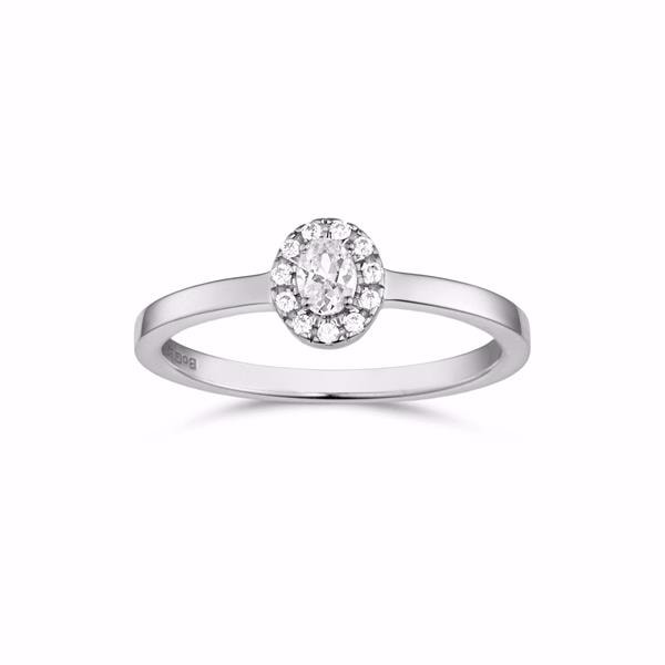 Sølv rhodineret ring med zirkonia