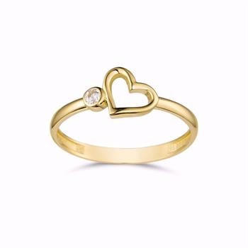 Guld & Sølv Design guldring hjerte med zirkonia 8 kt