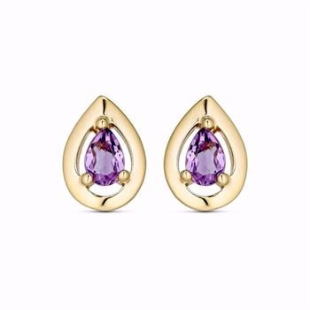 Guld & Sølv Design 8 kt guldørestikker med ametyst 5 mm