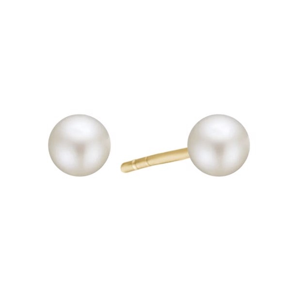 Forgyldt ørestik med ferskvandsperle, 6 mm