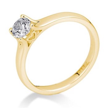 Solitaire hjerte ring m/ brillanter fra 0,10 - 0,60 ct guld, hvidguld, rosaguld & platin