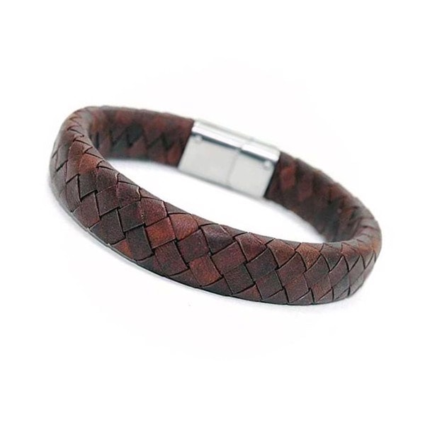 Søgaard Flettet læder Herre Armbånd, 22 cm i Brunt