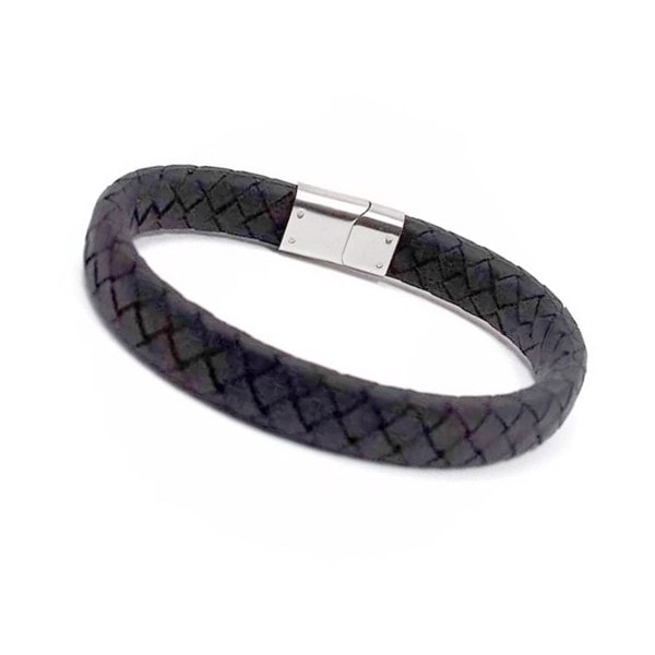 Søgaard Flettet læder Herre Armbånd, 20 cm i Sort