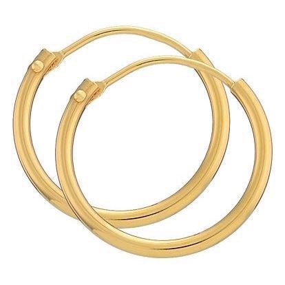 BNH  blanke 14 kt rødguld Øre creoler, Ø 15 mm x 1,3 mm