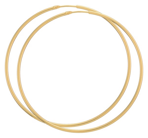 Forgyldt 925 Sterlingsølv Øre creoler, Ø 62 mm x 1,5 mm