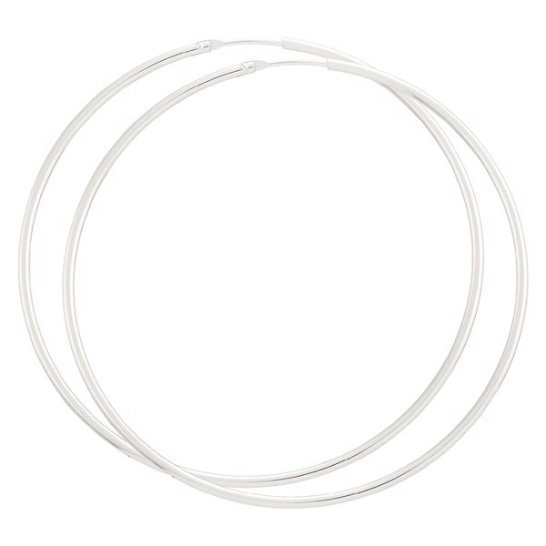 BNH Dame blanke 925 Sterling sølv Øre creoler, Ø 62 mm x 1,5 mm