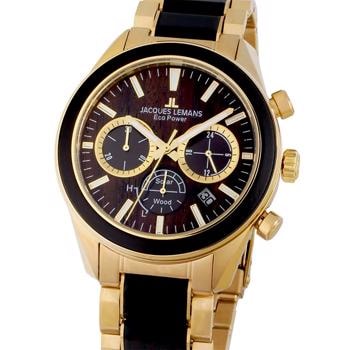 Jacques Lemans Wood Forgyldt stål og træ Batteridrevet quartz herre ur, model 1-2115L