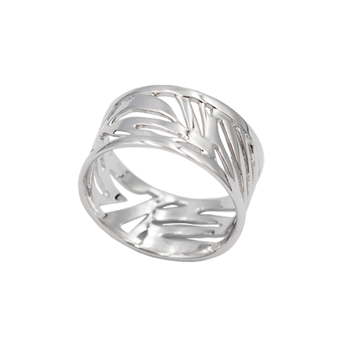 Rhodineret sterling sølv Wooden Fingerring fra L&G