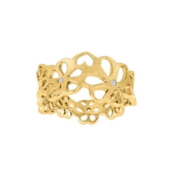 Siersbøl's Smuk blomster filigran ring i 18 kt forgyldt sterling sølv med 4 hvide zirkonia. (10060065950)