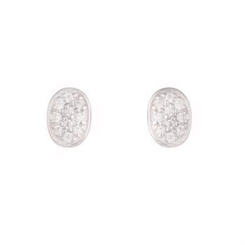 Lotte & Gitte sterling sølv Oval Pave ørestikker med >10 zirkonia