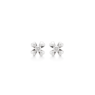 Støvring Design sterling sølv ørestikker, Flower of hearts med blank overflade, model 10247007