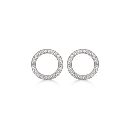 Sølv ørestikker med en cirkel fyldt med zirconia i kanten fra Støvring Design