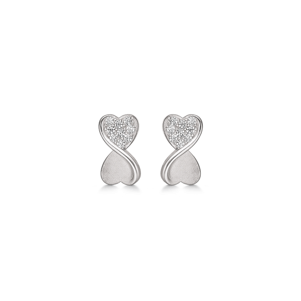 Smukke sølv ørestikker, evighedstegn i mat og med zirconia fra Støvring Design