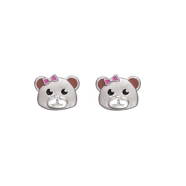 Støvring Design\'s Søde ørestikker  af bamsehoved med detaljer af emalje, Måler 7 x 6 mm