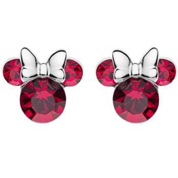 Disney's Minnie Mouse silhuet ørestikker i røde sten med fin sølv sløjfe