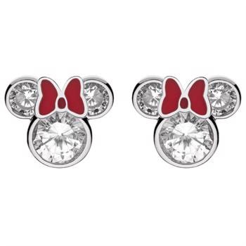 Disney's Minnie Mouse silhuet sølv ørestikker med rød sløjfe
