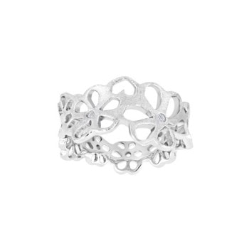 Siersbøl's Smuk blomster filigran ring i sterling sølv med 4 hvide zirkonia. (10060060950)