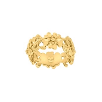 Siersbøl's Smuk 18 kt forgyldt sølv ring med fine blomster. (10060085950), kun str 54