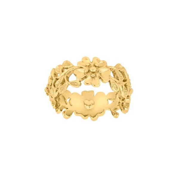 Siersbøl\'s Smuk 18 kt forgyldt sølv ring med fine blomster. (10060085950), kun str 54