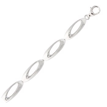 Armbånd sølv rhodineret massiv oval, fra L&G