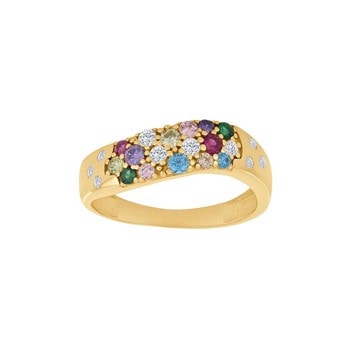 8kt. guldring med multicolor zirkonia fra Siersbøl