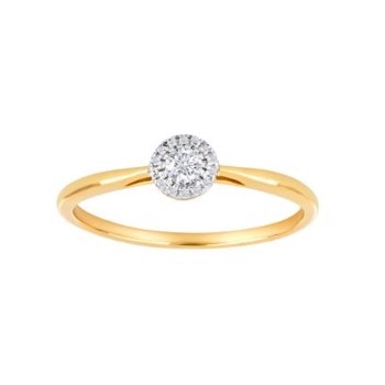 Siersbøl guld ring 14 kt med roset af glitrende 0,105 kt diamanter