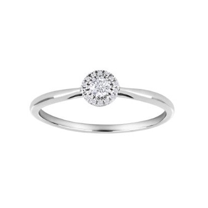 Siersbøl ring 14 kt hvidguld med roset á diamanter 