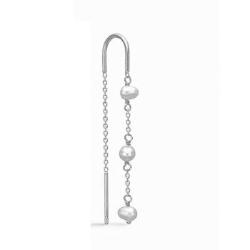 Ørering med kæde og ferskvandsperler i sterling sølv fra Guld & Sølv Design