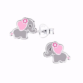 Elefant ørestikker i sterling sølv med emalje fra Guld & Sølv Design