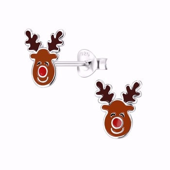 Øreringe med Rudolf i sterling Sølv fra Guld & Sølv Design