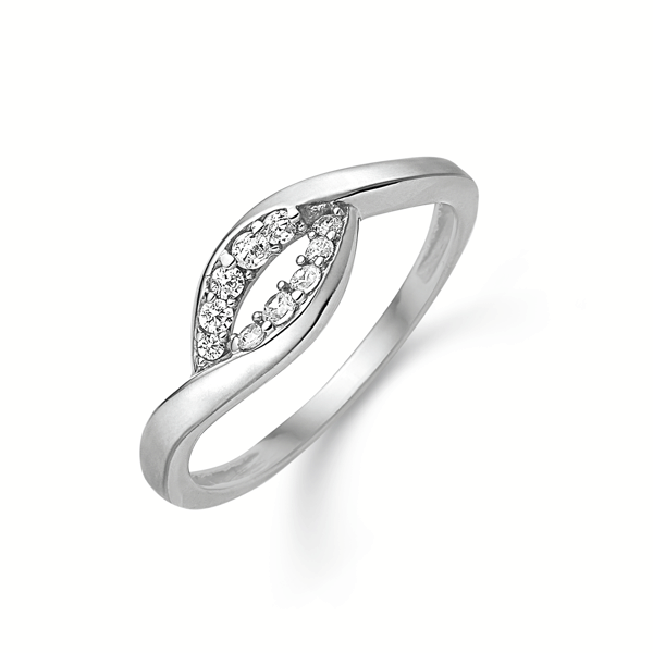 Smuk ring med "øje" besat med glitrende zirkonia. 6 mm på bredeste sted. fra Støvring Design