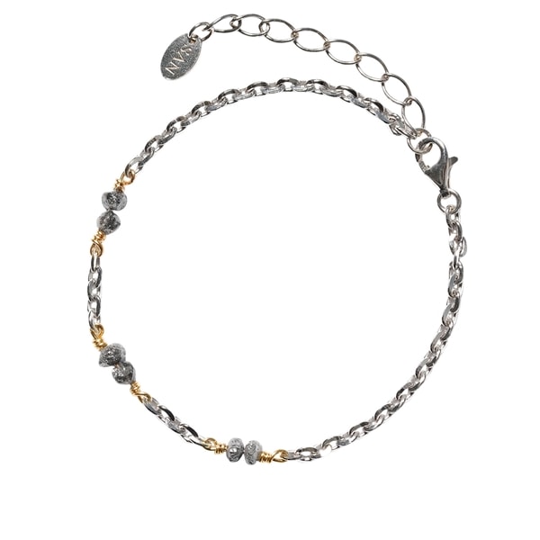 Armbånd & Halskæde i Rhodineret/Forgyldt Sølv med Antracit Rådiamanter, 16+4 cm – San Links of Joy
