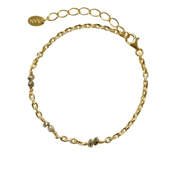 Armbånd & Halskæde i Forgyldt Sølv med Antracit Rådiamanter, 16+4 cm – San Links of Joy