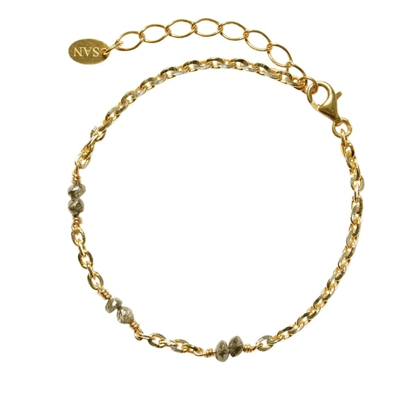 Armbånd & Halskæde i Forgyldt Sølv med Antracit Rådiamanter, 16+4 cm – San Links of Joy