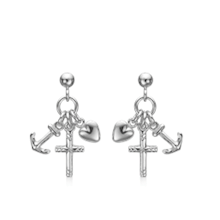 Støvring Design sterling sølv Ørestikker, Tro, håb og kærlighed med blank overflade, model 13239990