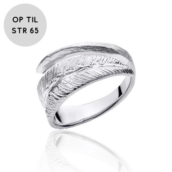 Unik ring i rhodineret sølv, str 50-65