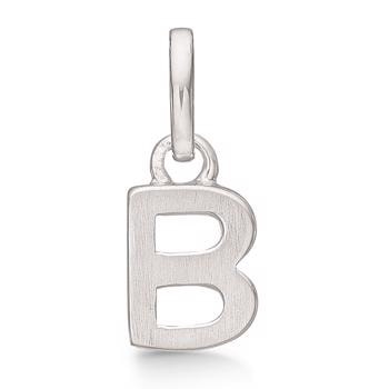 Bogstav vedhæng 8 mm, B i sterling sølv med mat og blank side